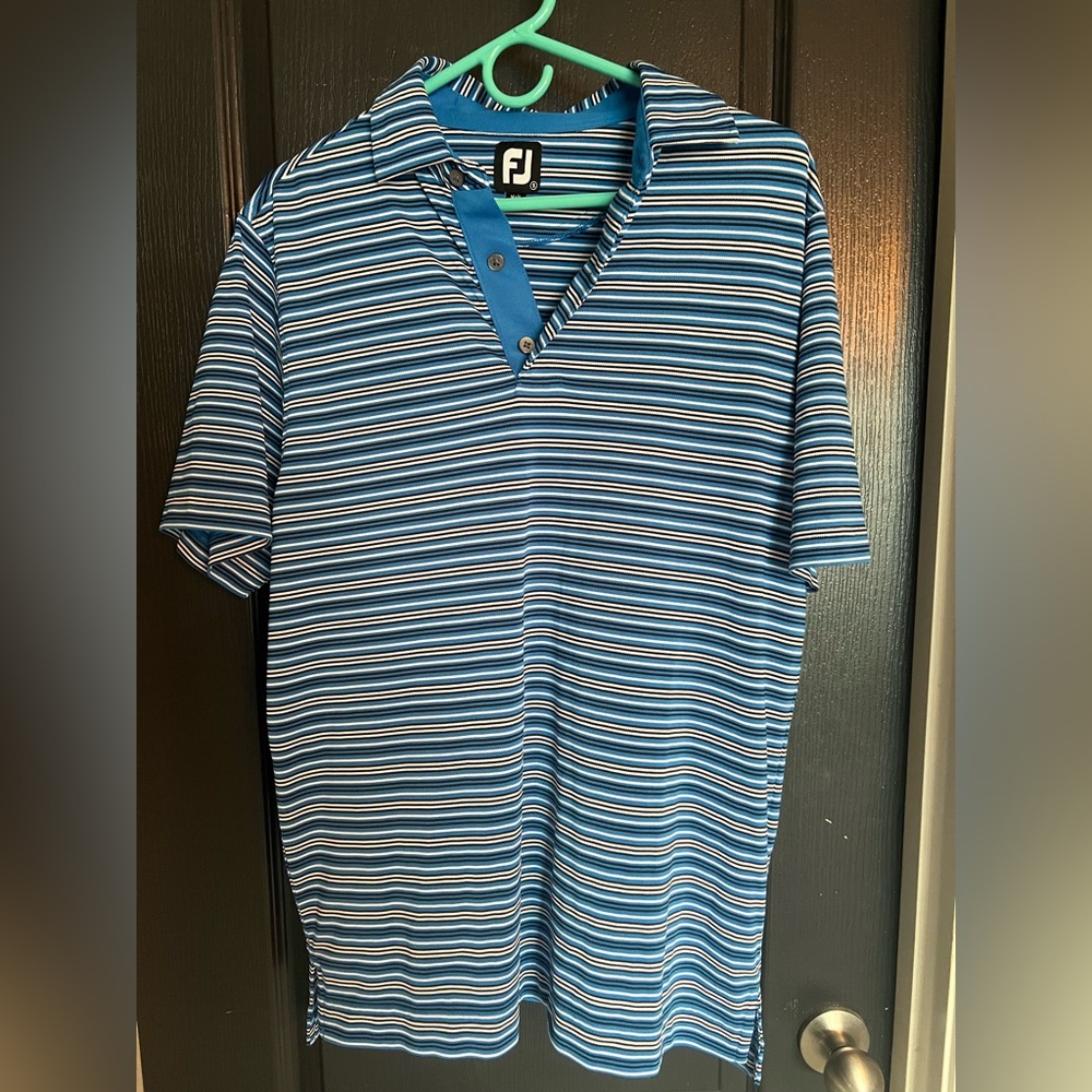 FootJoy Blue Polo Shirt with Stripes